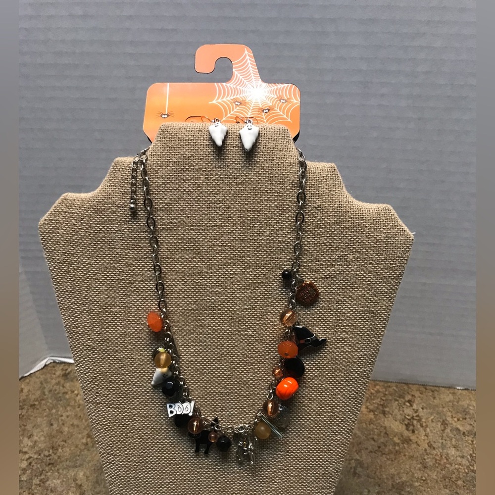 Halloween necklace and earrings